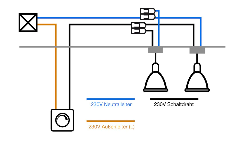 Schaltplan zum Anschließen eines Dimmers